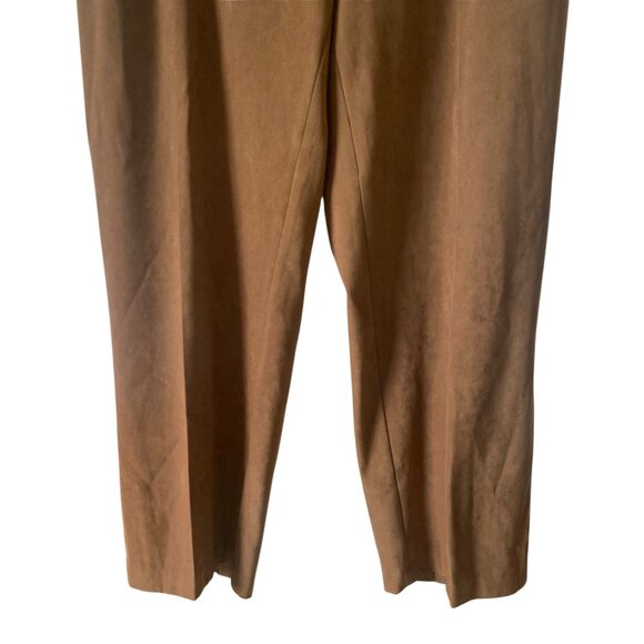 •SOLD•COLDWATER CREEK Camel Brown Faux-Suede Straight Leg Women's Trousers 16 - Picture 4 of 6